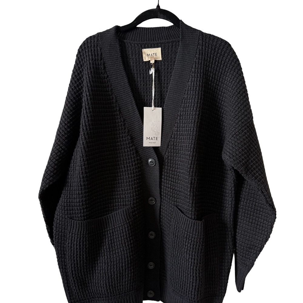 NWT - MATE the Label Relaxed Merino Wool Waffle Cardigan Sweater - Size Large